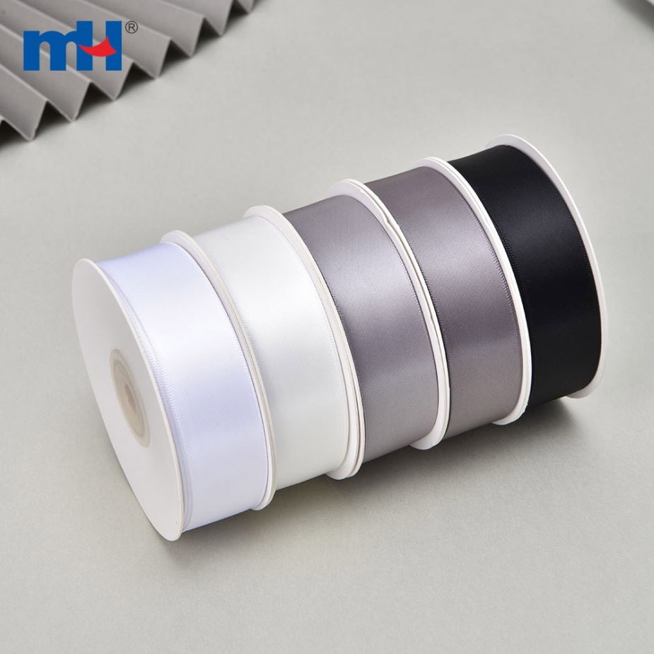 Polyester Double Face Satin Black White Matt Ribbon