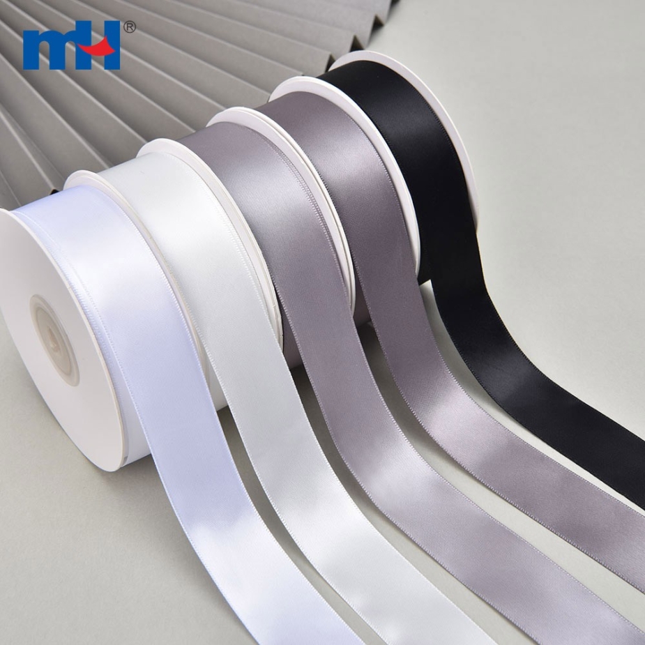 Polyester Double Face Satin Black White Matt Ribbon