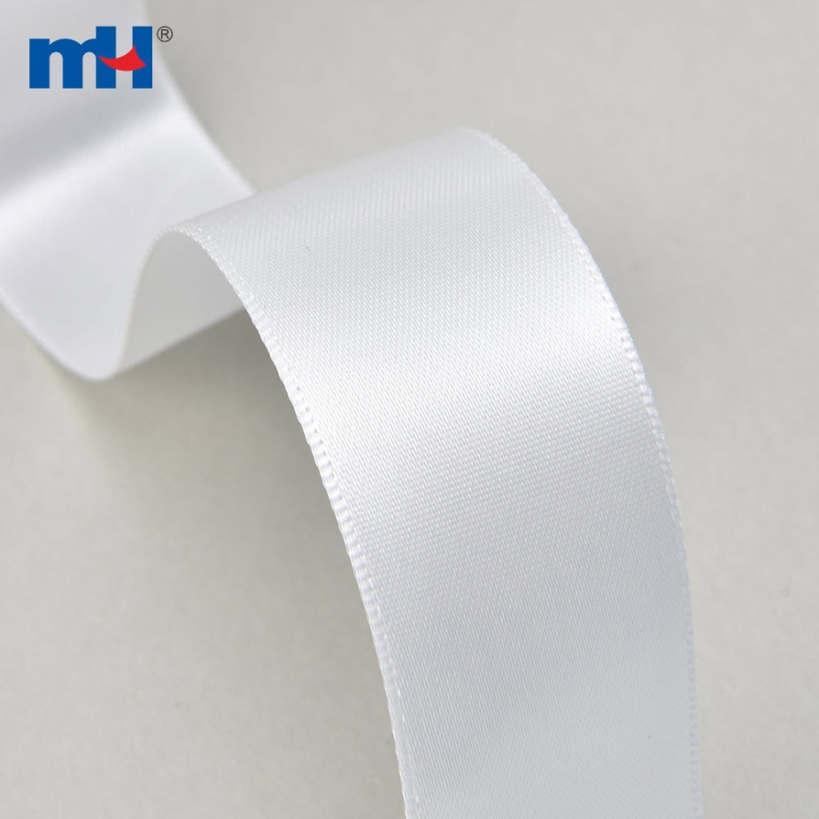 Polyester Double Face Satin Black White Matt Ribbon