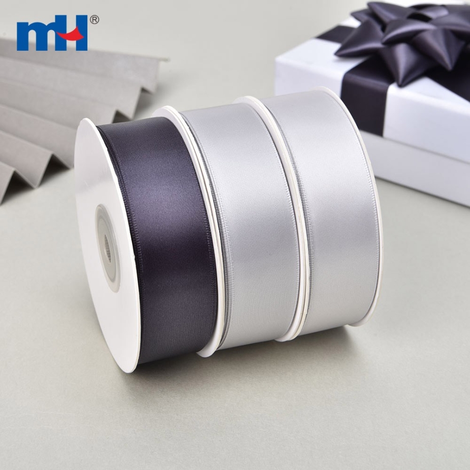 Polyester Double Face Satin Black White Matt Ribbon