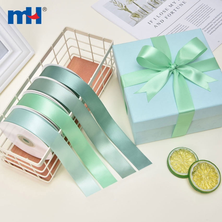 Polyester Double Face Satin Green Matt Ribbon