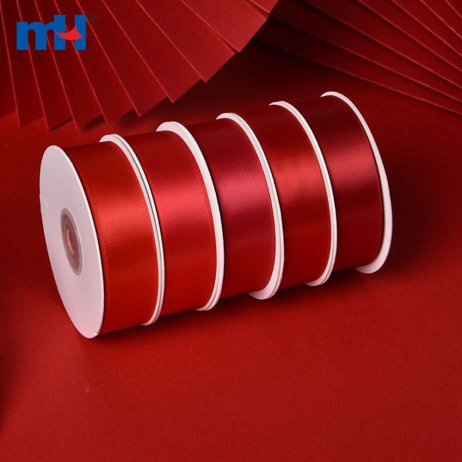 Polyester Double Face Satin Red Matt Ribbon