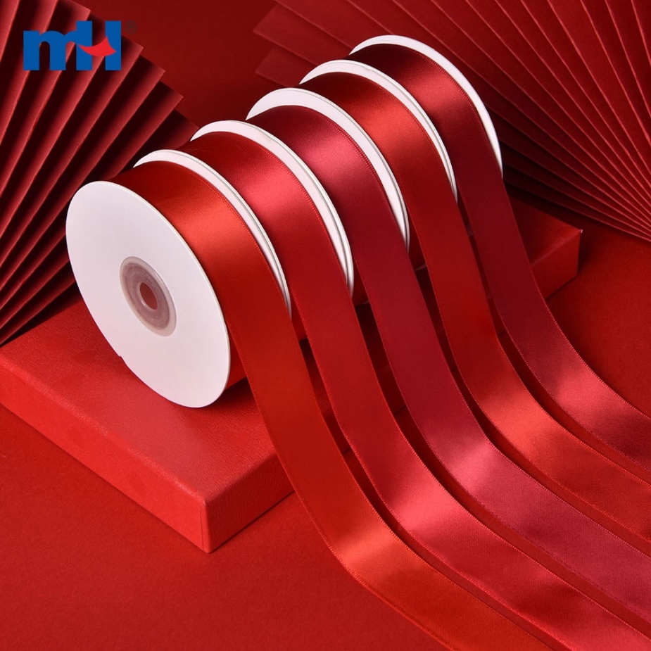 Polyester Double Face Satin Red Matt Ribbon