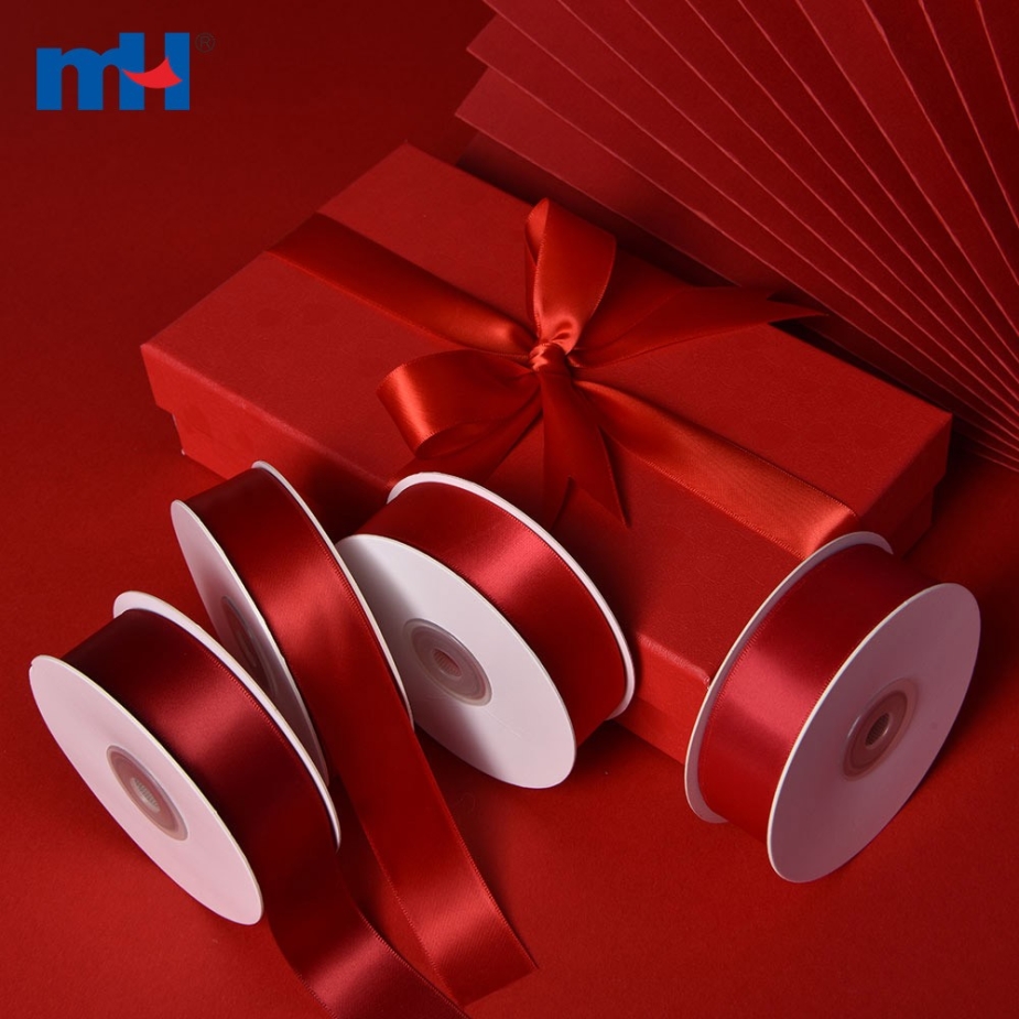 Polyester Double Face Satin Red Matt Ribbon