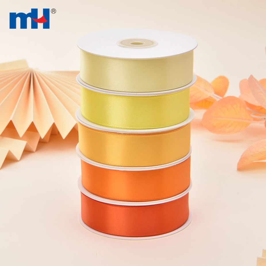 Polyester Double Face Satin Yellow Matt Ribbon