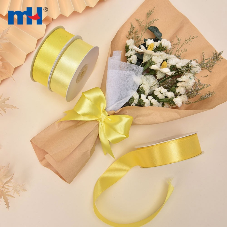 Polyester Double Face Satin Yellow Shine Ribbon