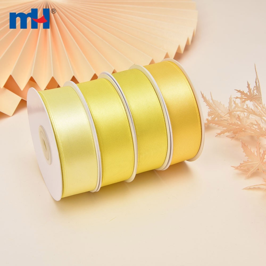 Polyester Double Face Satin Yellow Shine Ribbon