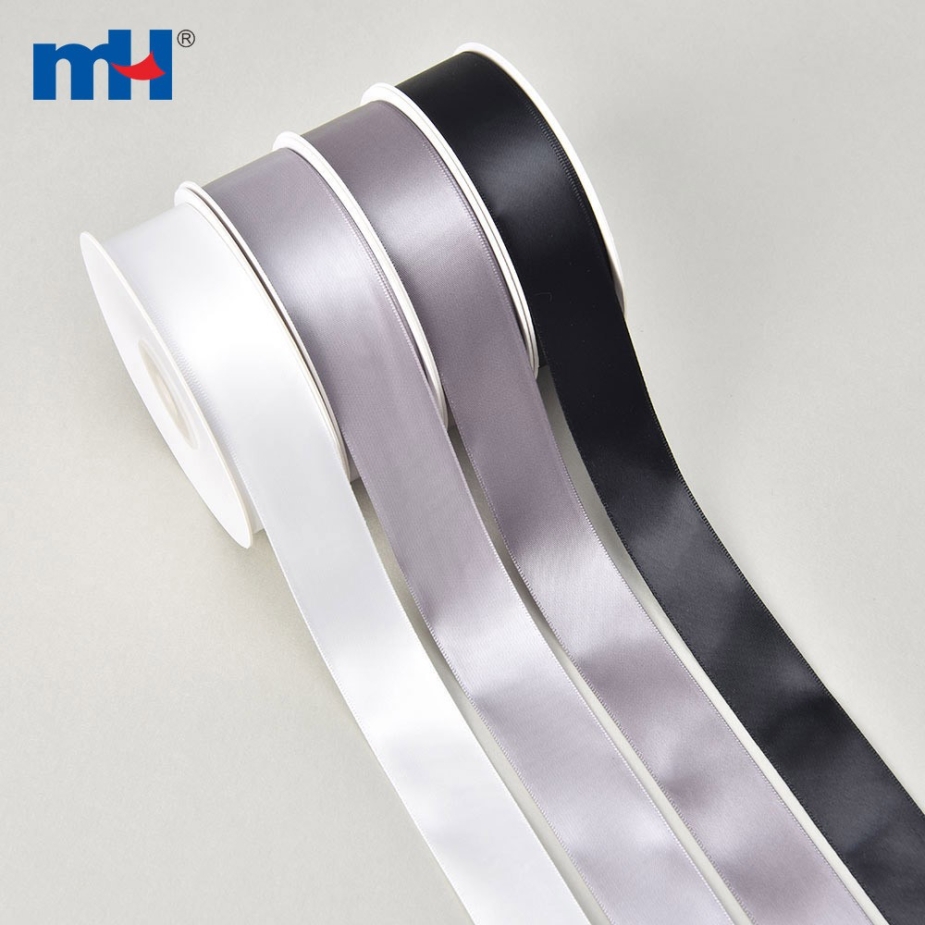 Polyester Single Face Satin Black White Matt Ribbon