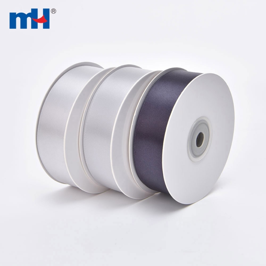 Polyester Single Face Satin Black White Matt Ribbon