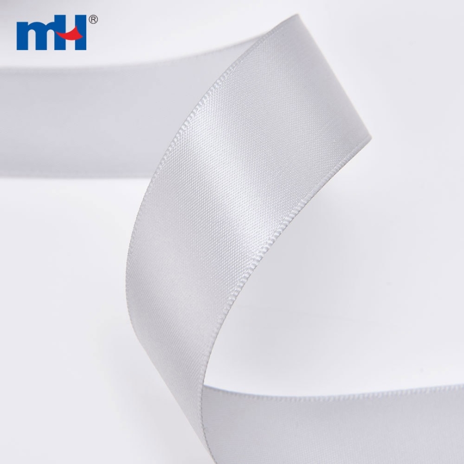 Polyester Single Face Satin Black White Matt Ribbon