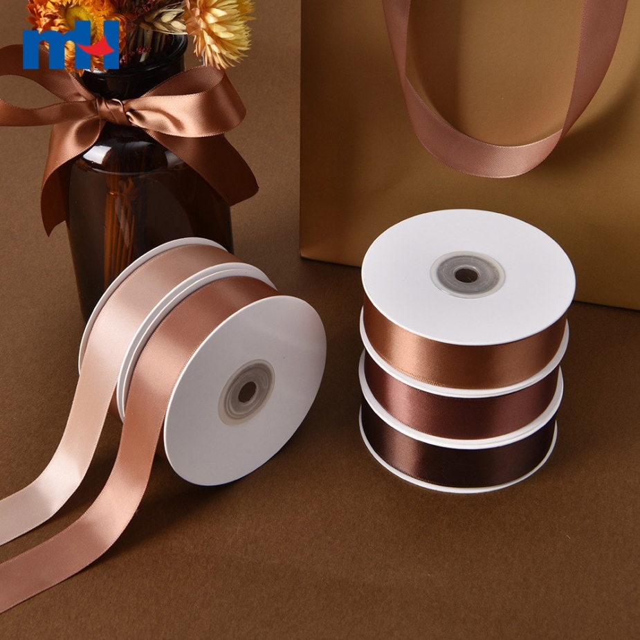 Polyester Single Face Satin Brown Matt Ribbon