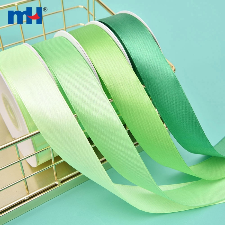 Polyester Single Face Satin Green Shine Ribbon