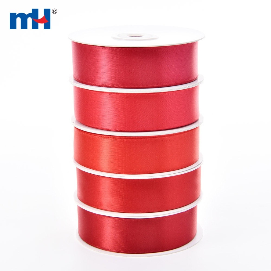 Polyester Single Face Satin Red Matt Ribbon