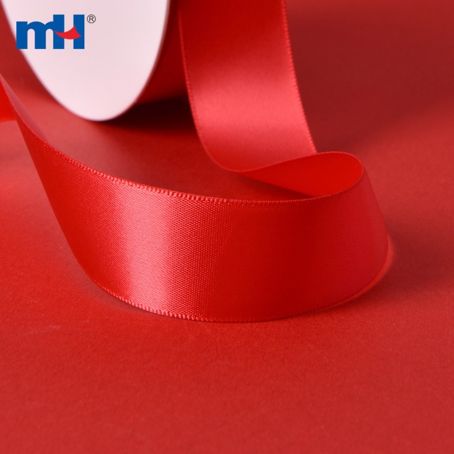 Polyester Single Face Satin Red Matt Ribbon