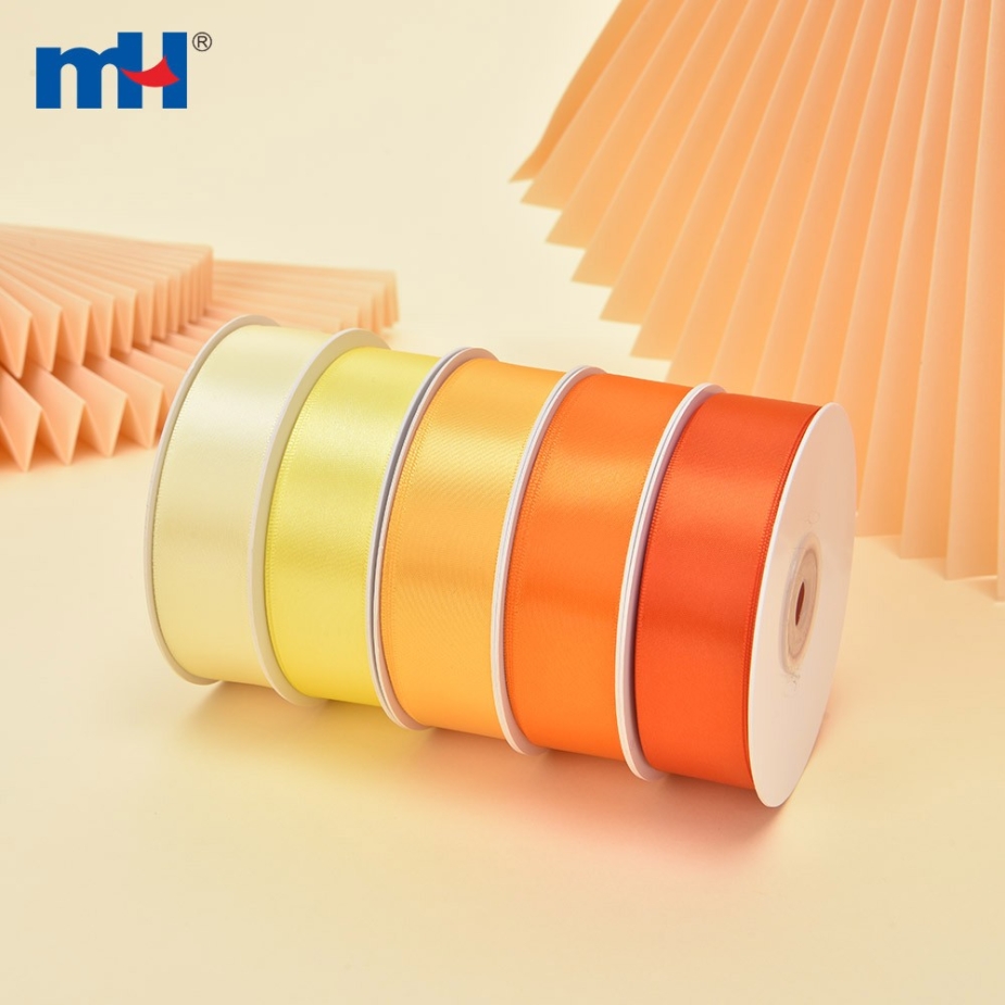 Polyester Single Face Satin Yellow Matt Ribbon