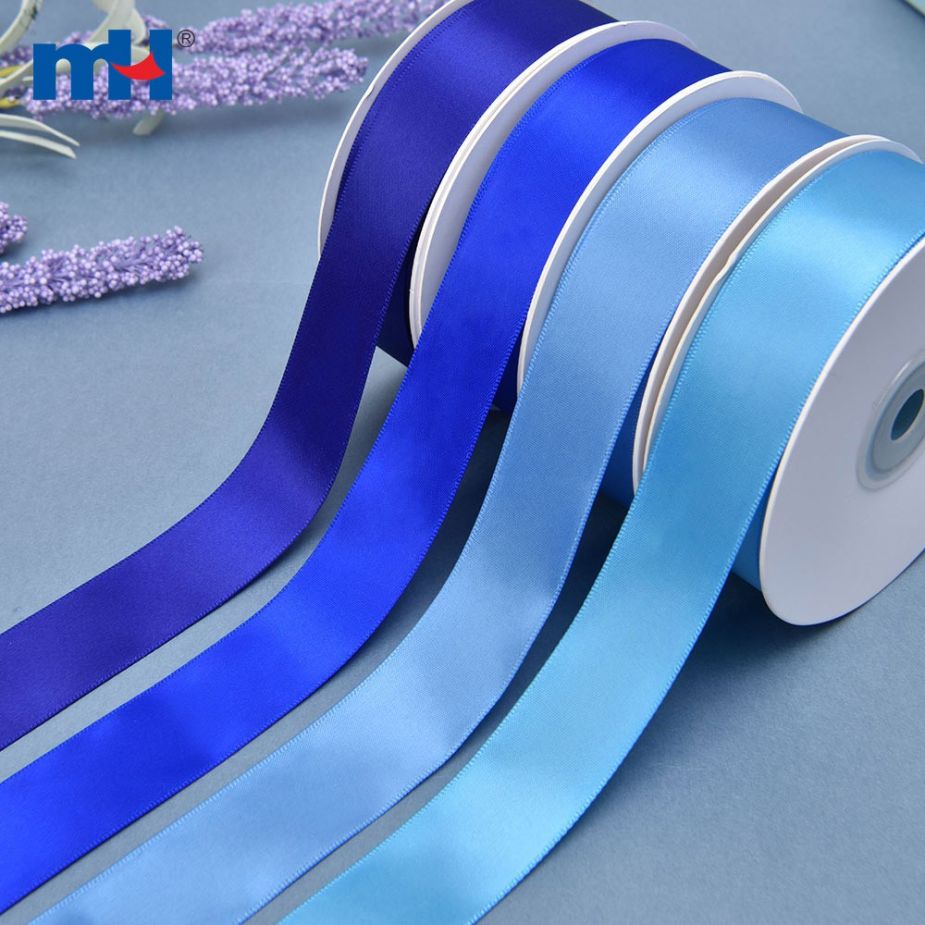 Polyester Cüt Üzlü Satin Mavi Mat Lent